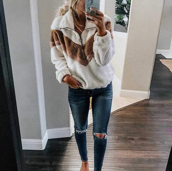 Colorblock Chevron Fuzzy Sweater - Picture 6 of 6